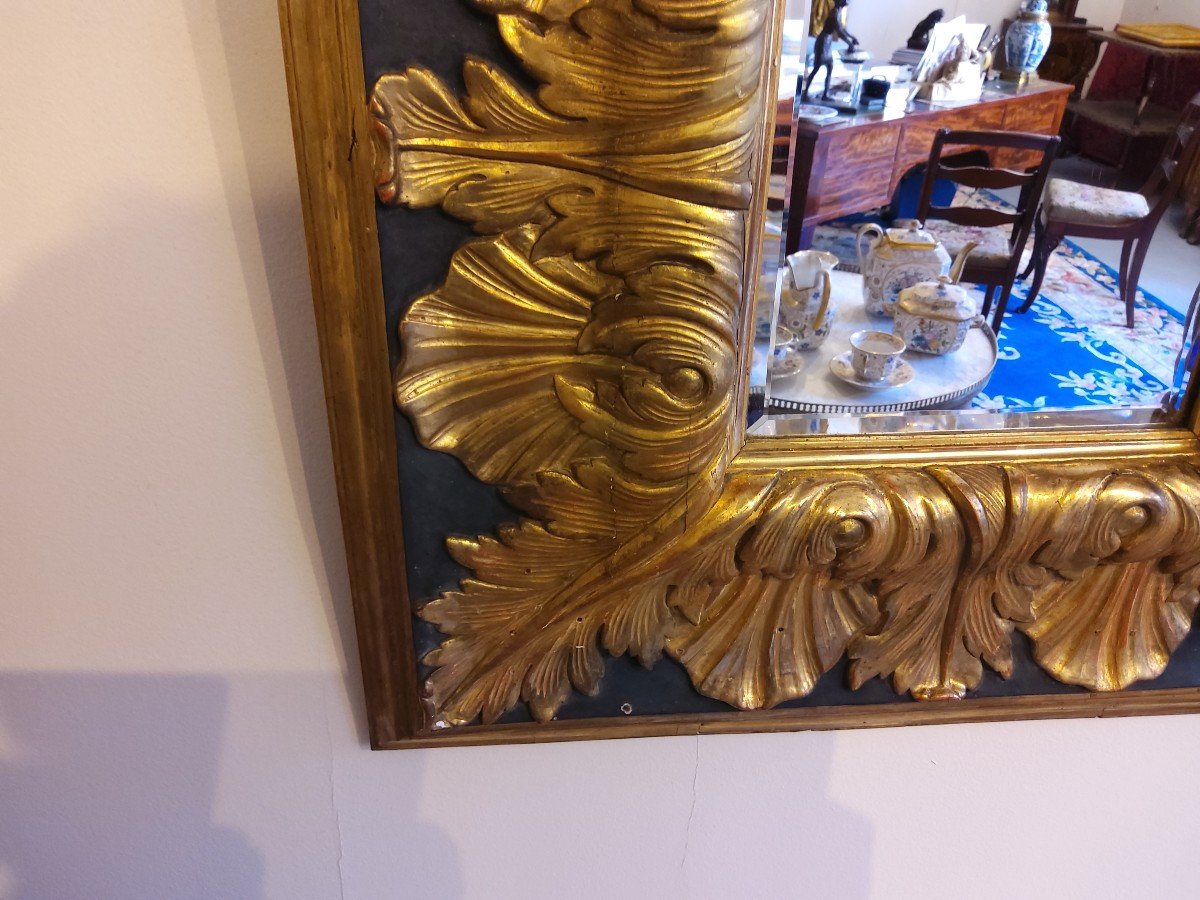 Gilded Wooden Mirror Italy XVII Later Gilding -photo-3